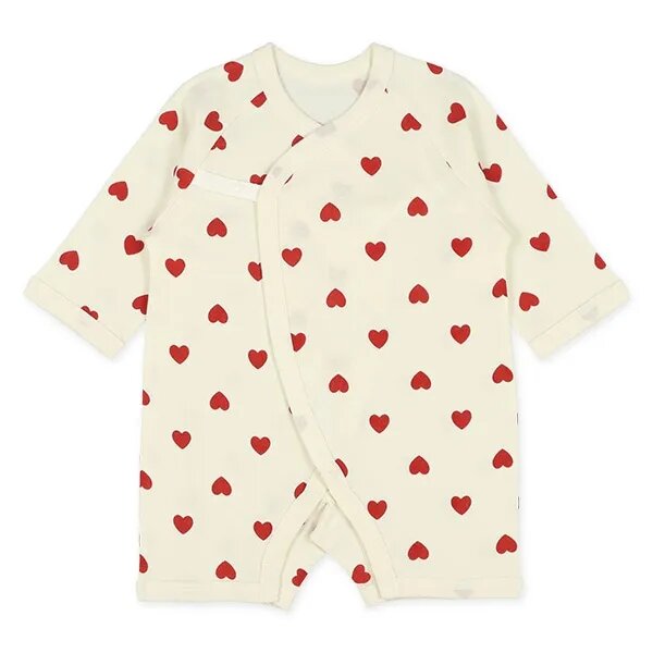 日本選品 四季款側開扣爬服兩件組(心型圖案) 圖片 2