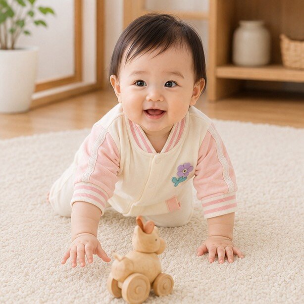 立體小花粉棒球風拼接連身爬服外套 圖片 3