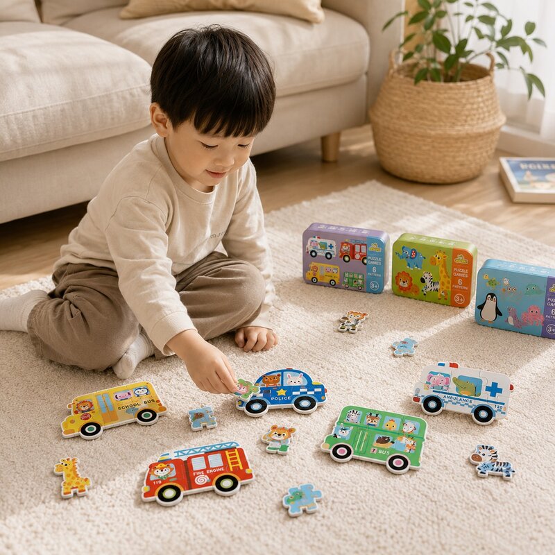 幼兒益智六合一拼圖鐵盒 圖片 3