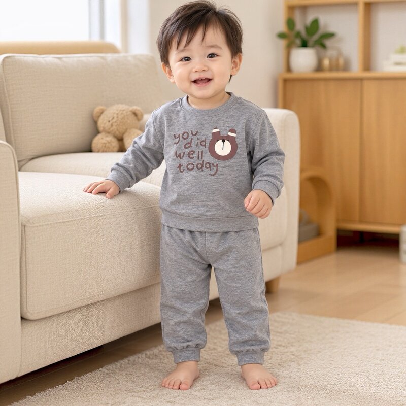 台製 寶寶可愛小熊長居家服套裝 圖片 1