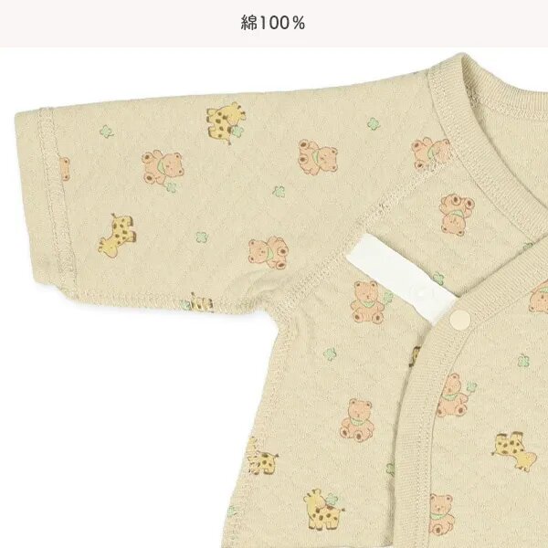 日本選品 四季款側開扣爬服兩件組(長頸鹿和熊圖案) 圖片 4