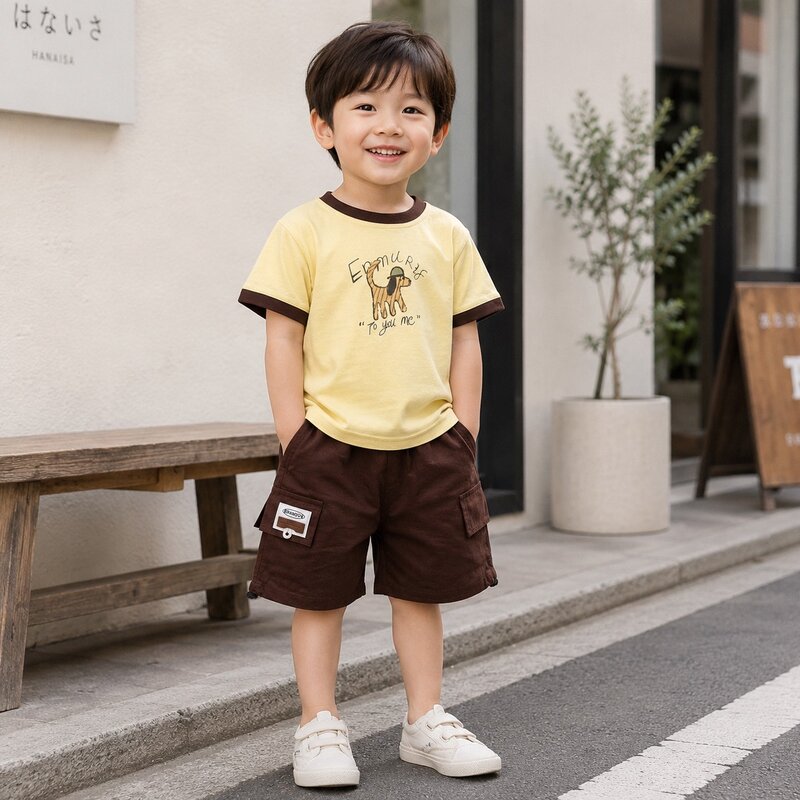 帽子狗狗工裝短褲套裝