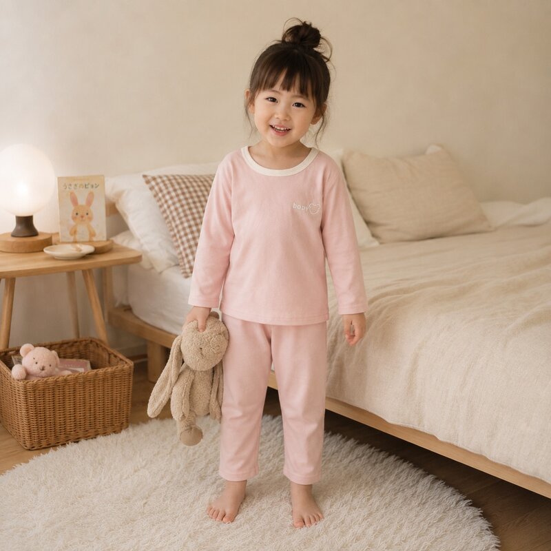 女寶 BABY熊頭印刷長袖居家服套裝