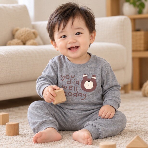 台製 寶寶可愛小熊長居家服套裝 圖片 3