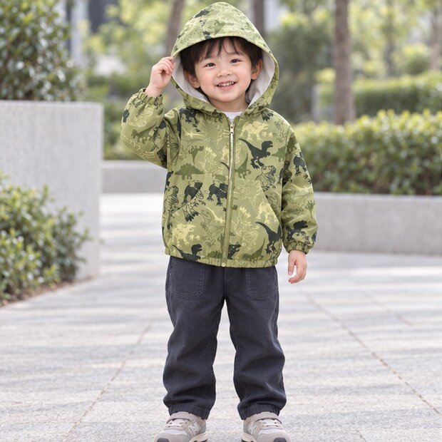 綠色恐龍迷必備連帽防風外套 圖片 6