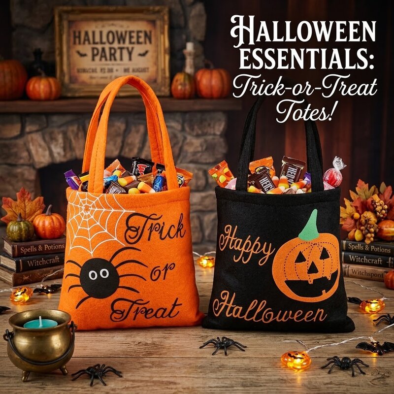 萬聖節專區-Trick or Treat 刺繡輕巧織布討糖小提袋