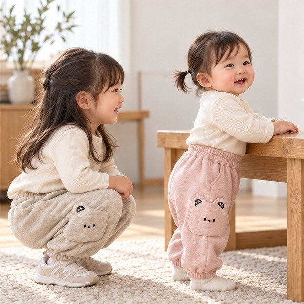 可愛立體小熊口袋束口長褲—Baby.小童款 圖片 2