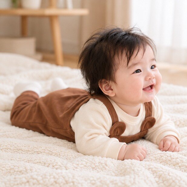 立體熊耳假兩件造型連身爬服 圖片 3