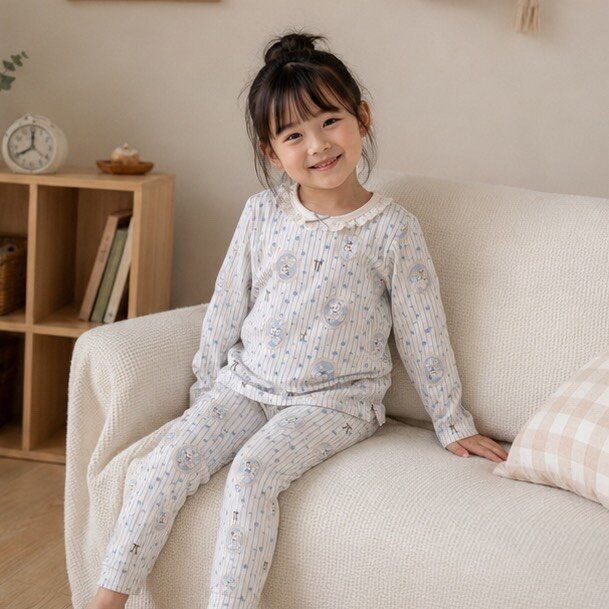 蕾絲滾領直紋小熊居家服套裝 圖片 2