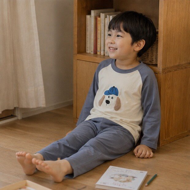 純棉 立體狗狗耳朵薄長居家服套裝 圖片 3