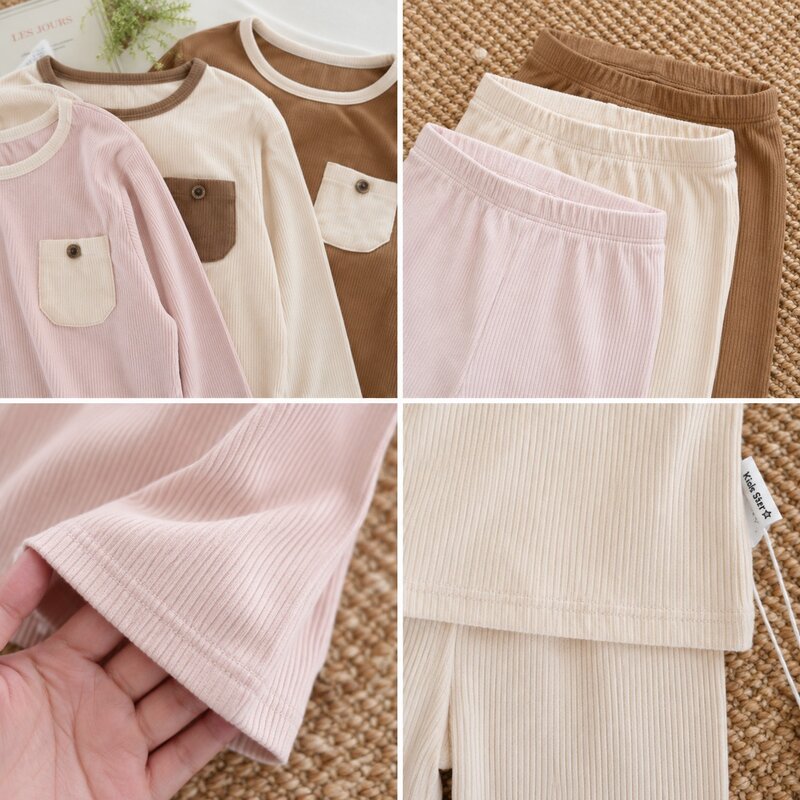 撞色單口袋坑紋絨面居家服套裝 圖片 8