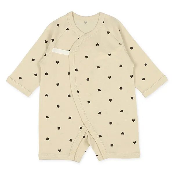 日本選品 四季款側開扣爬服兩件組(心型圖案) 圖片 3