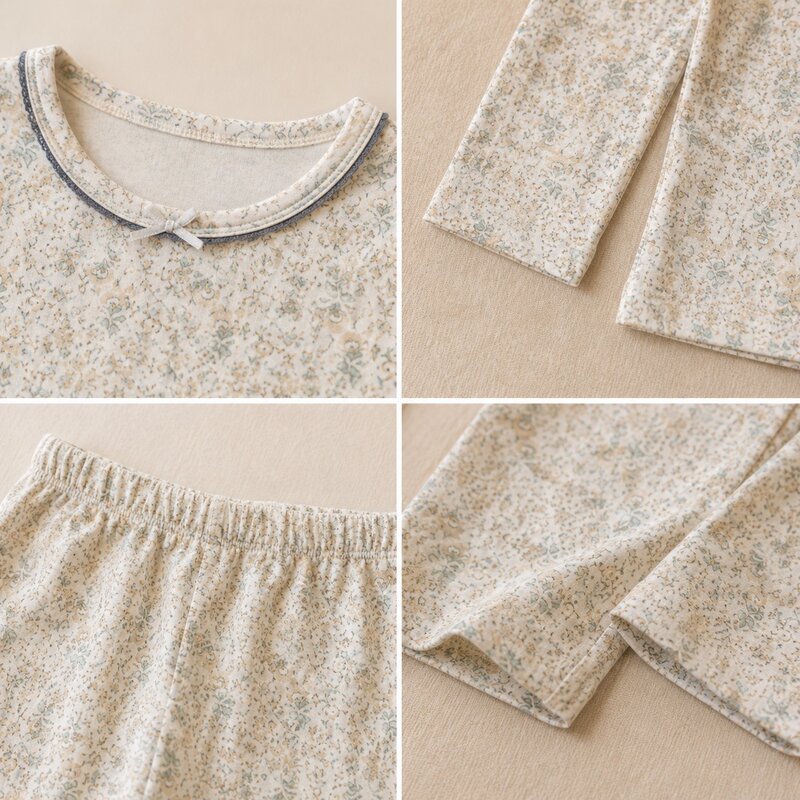 滿版橘碎花居家服套裝 圖片 7