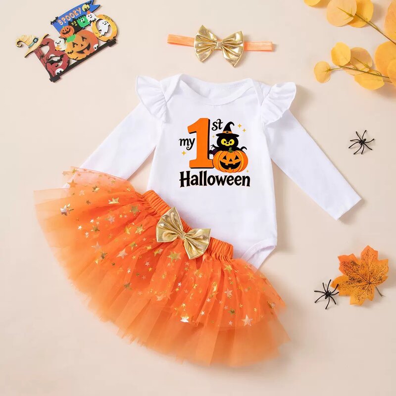 萬聖節專區-My 1st Halloween包屁衣星星紗裙三件組套裝 圖片 5