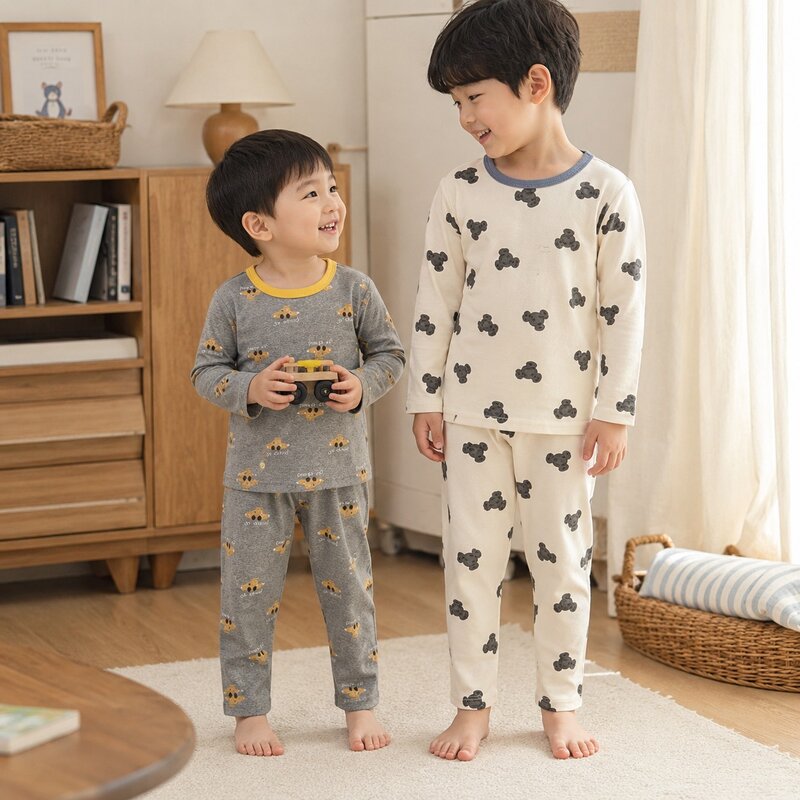 撞色圓領邊滿版圖居家服套裝