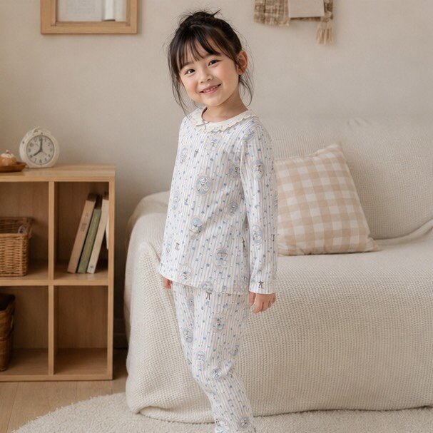 蕾絲滾領直紋小熊居家服套裝 圖片 4