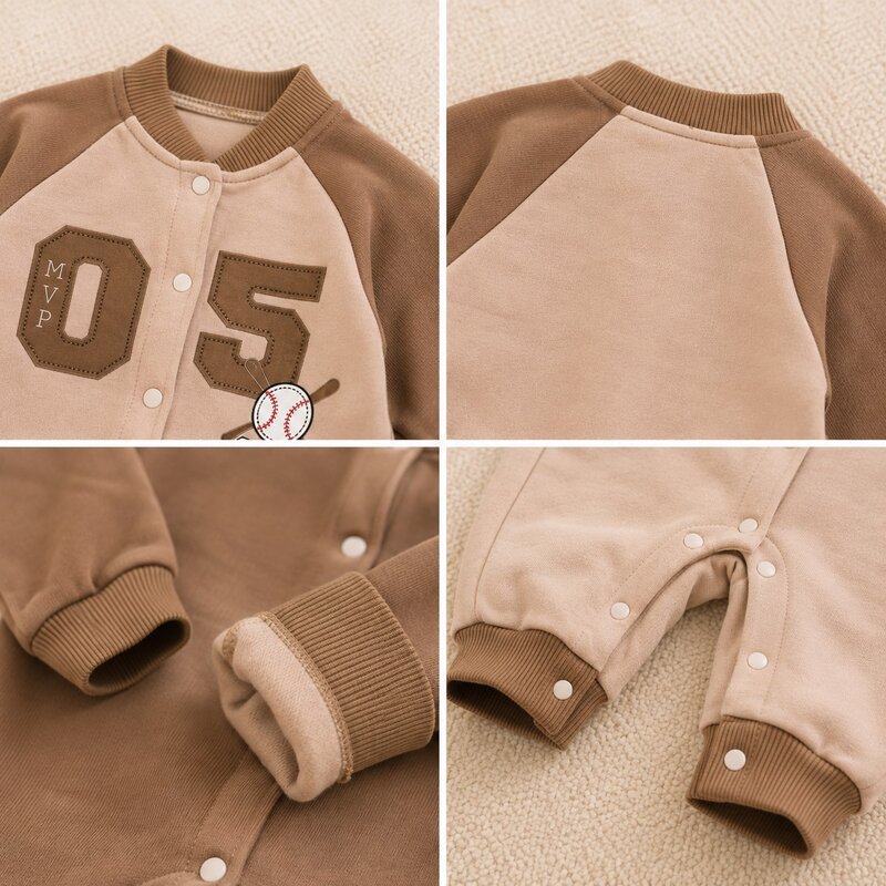 棒球05拼色長袖爬服 圖片 6