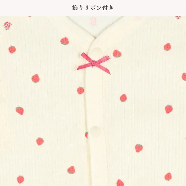 日本選品 長袖羅紋包屁衣兩件組(草莓) 圖片 3