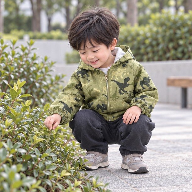 綠色恐龍迷必備連帽防風外套 圖片 4
