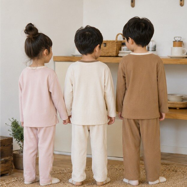 撞色單口袋坑紋絨面居家服套裝 圖片 3