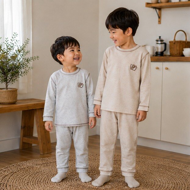男寶 素面無骨拼接縮口袖薄長居家服套裝