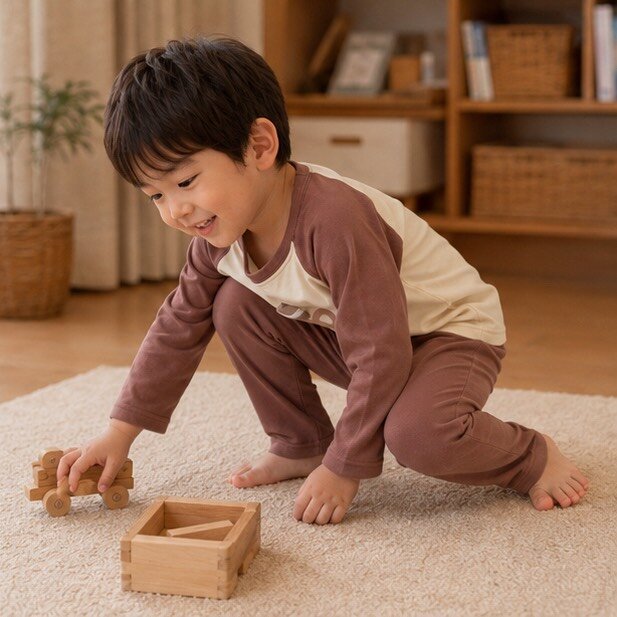 立體帽毛巾熊拼色袖居家服套裝 圖片 5