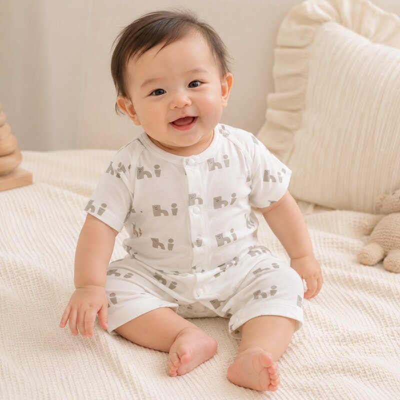 莫代爾 笑臉hi短袖爬服