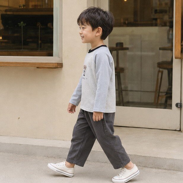 戴眼鏡狗狗拼接袖薄長上衣 圖片 3