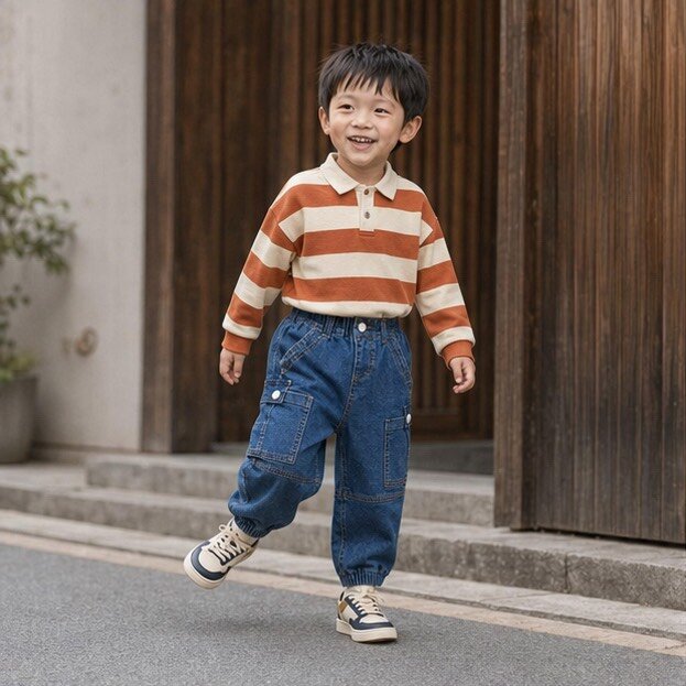 雙側大口袋工裝風縮口牛仔褲 圖片 1