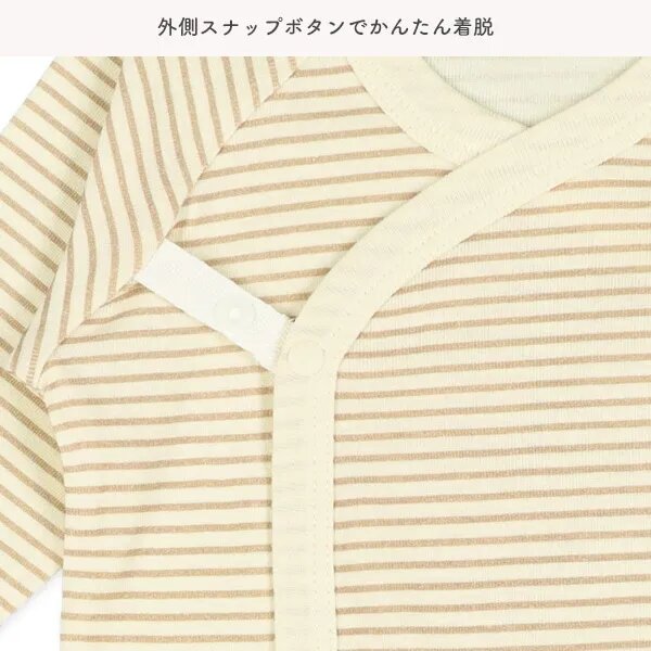 日本選品 長袖包屁衣兩件組（小熊圖案和條紋圖案） 圖片 5