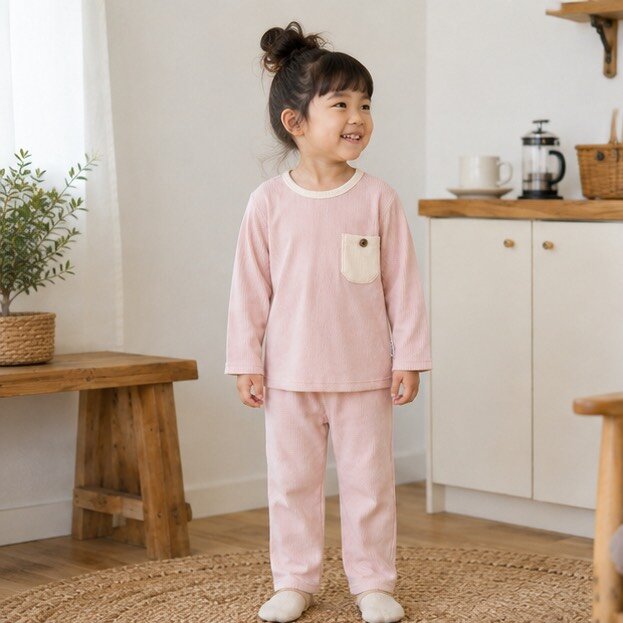 撞色單口袋坑紋絨面居家服套裝 圖片 7