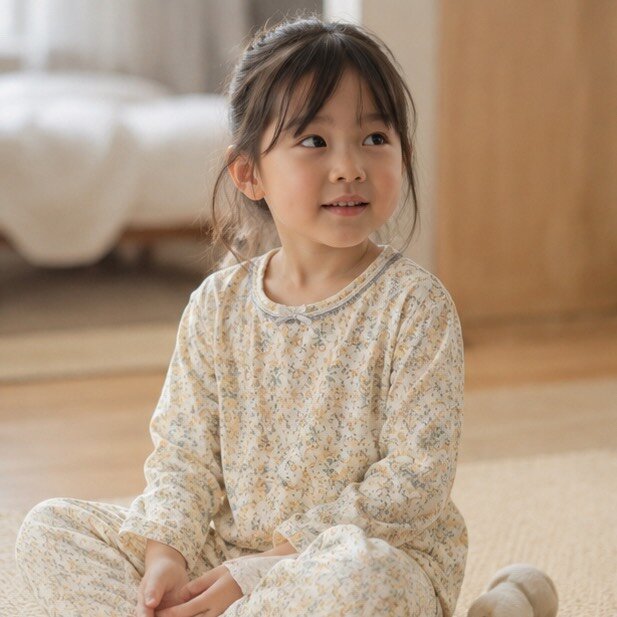 滿版橘碎花居家服套裝 圖片 3