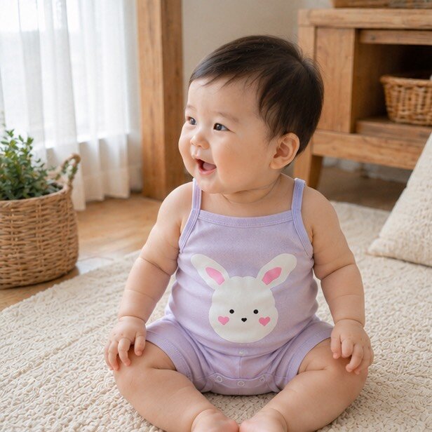 台製 兔頭細肩吊帶爬服 圖片 1