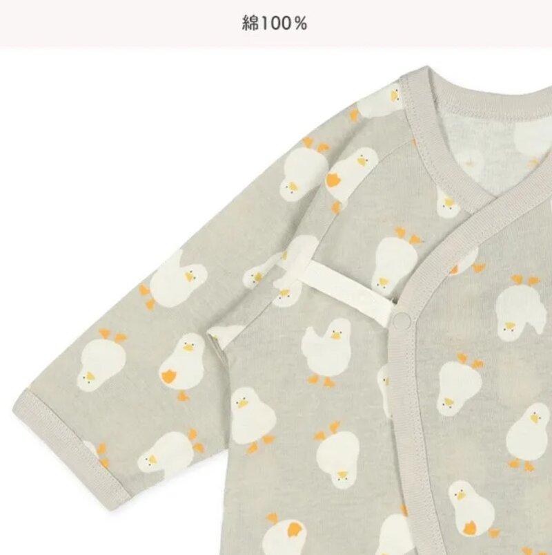 日本選品 四季款側開扣爬服兩件組(鴨子圖案) 圖片 4