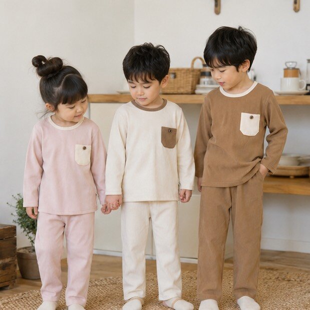 撞色單口袋坑紋絨面居家服套裝 圖片 2