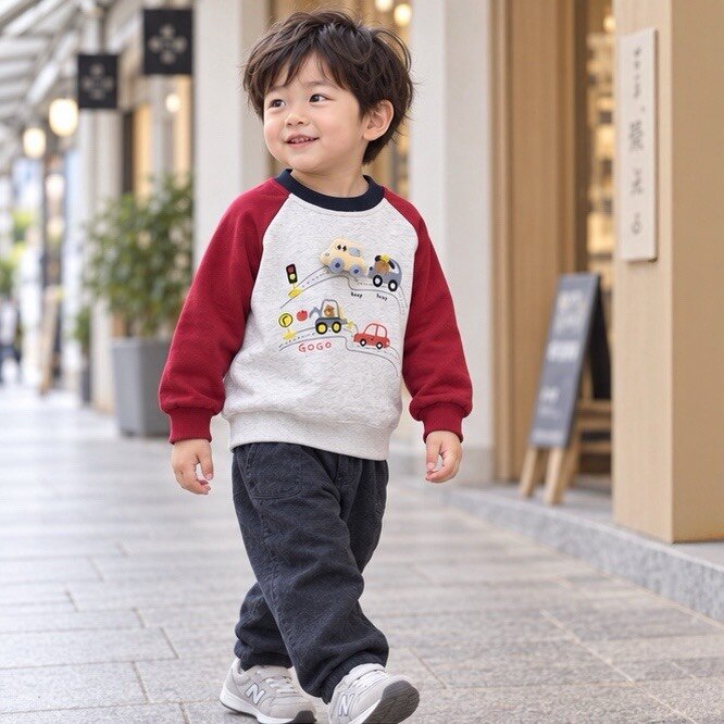 紅袖立體小汽車印花長袖上衣 圖片 2