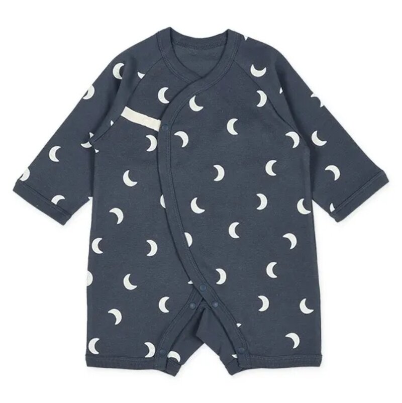 日本選品 四季款側開扣爬服兩件組(月亮圖案) 圖片 2