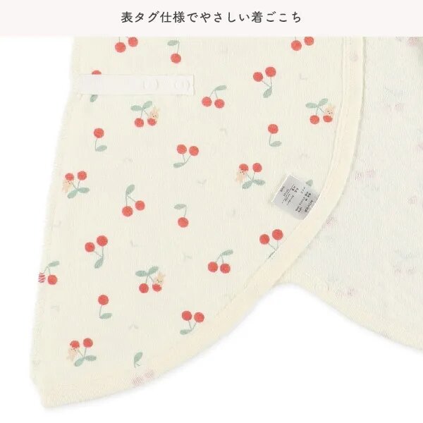 日本選品 四季款側開扣爬服兩件組(櫻桃圓點圖案) 圖片 7
