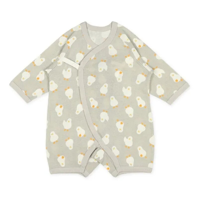 日本選品 四季款側開扣爬服兩件組(鴨子圖案) 圖片 2