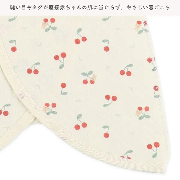 日本選品 四季款側開扣爬服兩件組(櫻桃圓點圖案) 圖片 8