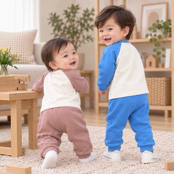 台製 寶寶童趣恐龍圖案撞色長居家服套裝 圖片 6