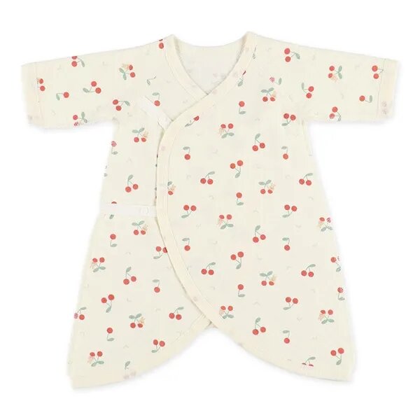 日本選品 四季款側開扣爬服兩件組(櫻桃圓點圖案) 圖片 3