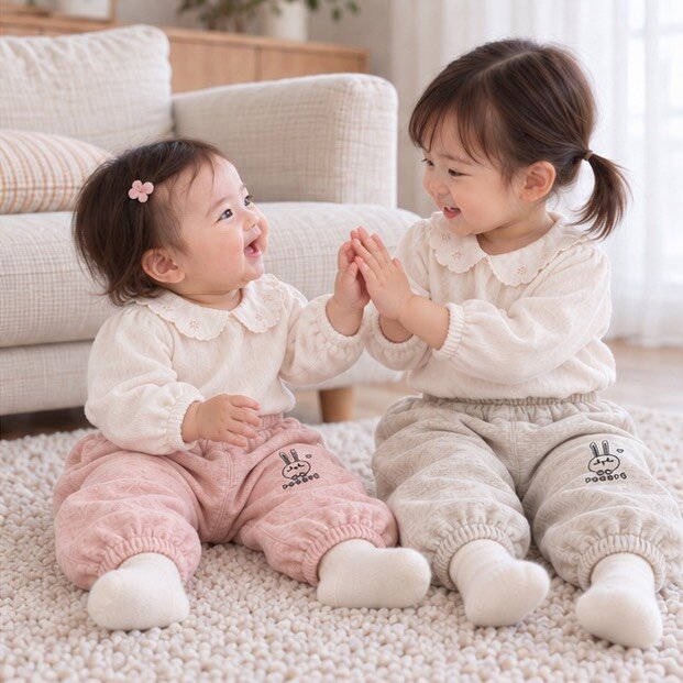 可愛線條小兔棉質束口長褲—Baby.小童款 圖片 3