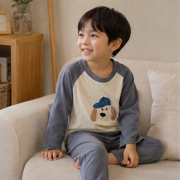 純棉 立體狗狗耳朵薄長居家服套裝
