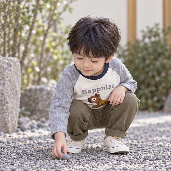 灰白撞色可愛木馬印花薄長袖上衣 圖片 3