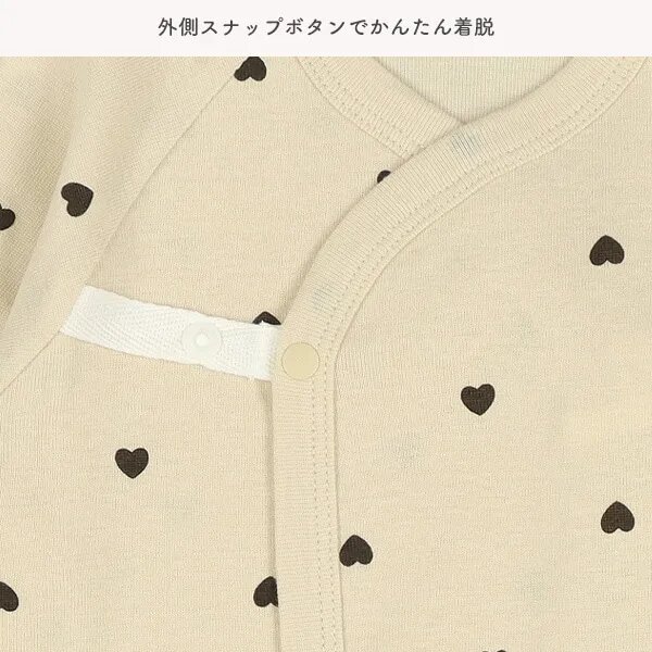 日本選品 四季款側開扣爬服兩件組(心型圖案) 圖片 5