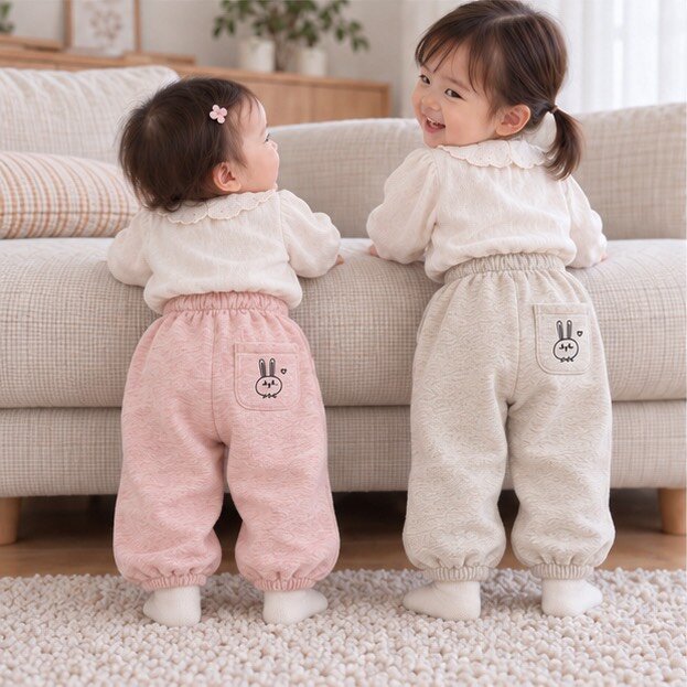 可愛線條小兔棉質束口長褲—Baby.小童款 圖片 4