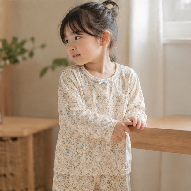 滿版橘碎花居家服套裝 圖片 4