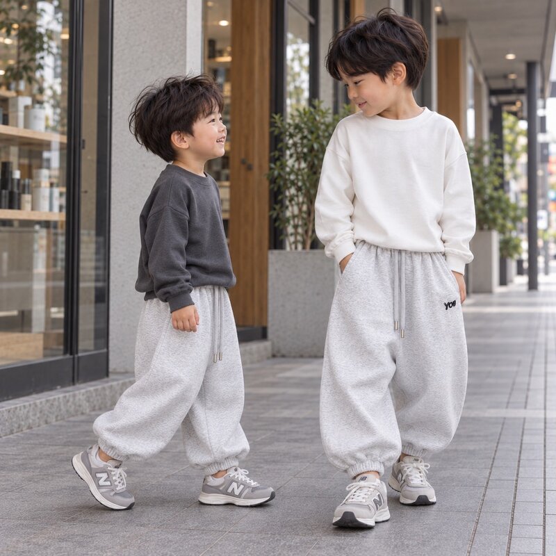 麻灰YOU刺繡假抽繩造型束口棉褲 圖片 4
