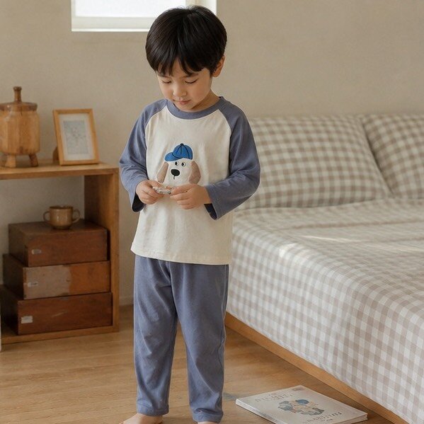 純棉 立體狗狗耳朵薄長居家服套裝 圖片 2